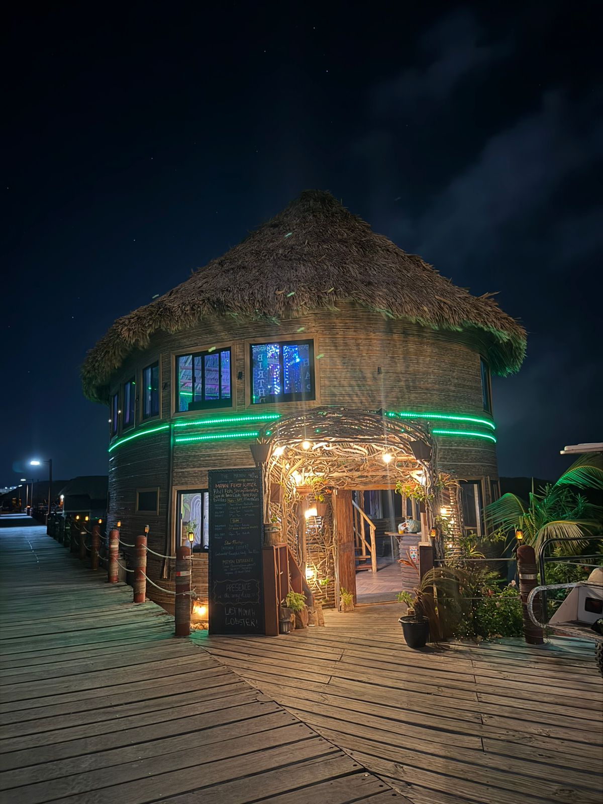 The Mayan exterior at night